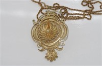 Vintage silver gilt filigree pendant