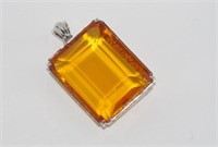 Large 14ct white gold and yellow citrine pendant