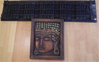 Two Oriental carved timber wall plaques