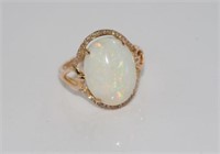 18ct gold, diamond & solid 5ct  Aust. opal ring