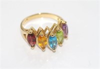 Multi-stone ring marked 14K