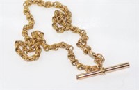 10ct rose gold fob chain with 16ct gold t-bar