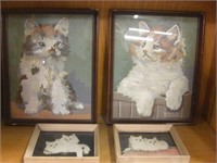 2 Vintage Paint-by-Number Cat Pictures, Etc