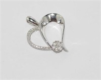 18ct white gold and diamond heart shaped pendant