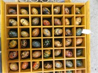 DISPLAY OF (49) HAND PAINTED RUSSIAN EGGS