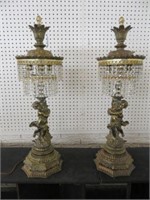 PAIR OF FRENCH STYLE FIGURAL CHERUB LAMPS WITH