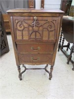 ORNATE WALNUT DROP FRONT DESK WITH TWO DRAWERS