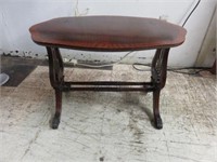 ANTIQUE FLAME MAHOGANY COCKTAIL TABLE WITH LYRE