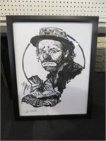 FRAMED CLOWN SIGNED TED WATTS 15"T X 12"W