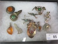 10 PC ASSORTED STERLING SILVER PENDANTS AND