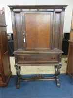 GREAT ANTIQUE WALNUT BLIND CHINA CABINET WITH