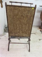 ANTIQUE BAMBOO AND TAPESTRY SCREEN 38"T X 19"W