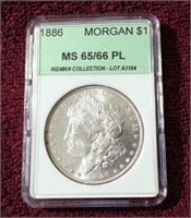 1886 MS65/66 PL MORGAN SILVER DOLLAR