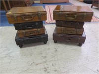 PAIR OF LEATHER STYLE SUITCASE THREE DRAWER SIDE