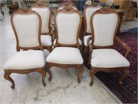 (6) FRENCH STYLE UPHOLSTERED DINING CHAIRS (2-ARM/