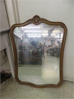 CARVED FRENCH STYLE FRAMED WALL MIRROR 36"T X 26"W