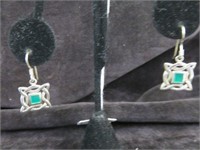STERLING EARRINGS WITH GREEN STONE