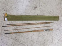 VINTAGE BAMBOO FLY FISHING ROD WITH CLOTH SLEEVE