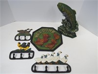 Cast Iron Country Hooks, Fish & Welcome Sign