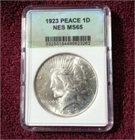 1923 MS65 PEACE SILVER DOLLAR
