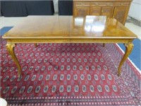 BURL WALNUT FRENCH STYLE INLAID DINING TABLE WITH