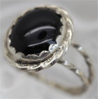 Handmade Silver Ring with Polished Gem Stone