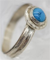 Handmade Silver Ring with Polished Gem Stone