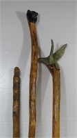 (3) Hand Crafted Unique Wood Walking Sticks