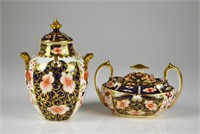 TWO PIECES OF ROYAL CROWN DERBY IMARI PORCELAIN