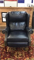 BLUE WING BACK LEATHER CHAIR