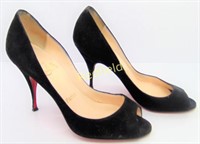 Christian Louboutin Materna Suede Peep Toe Pumps