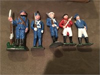 Lot of 5 Vintage Lead Soldiers Painted