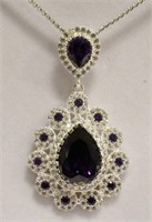 Sterling 6.68 Ct Cartier Style Amethyst Necklace
