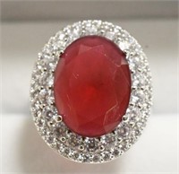 Ladies Sterling Silver 8.12 Ct Ruby Ring