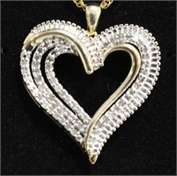 Ladies Large Diamond Heart Necklace