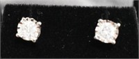 Sterling Silver Genuine Diamond Solitaire Earrings