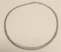 Large Sterling Silver Eternity Diamond Necklace