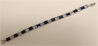 Ladies 14 Ct Blue & White Sapphire Bracelet