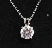 Ladies Sterling Silver White Sapphire Necklace