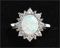Sterling Silver 2.60 Ct Opal Estate Ring