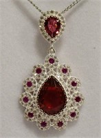 Sterling 6.68 Ct Cartier Style Ruby Necklace