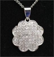 Sterling Silver White Sapphire Pave' Necklace