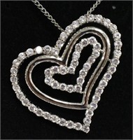 Sterling White Sapphire Triple Heart Necklace