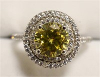 Sterling Silver 3 Ct Yellow Sapphire Halo Ring