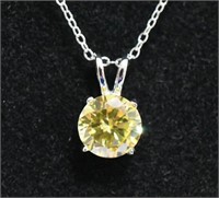 Sterling Silver Yellow Sapphire Solitaire Necklace