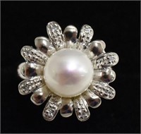 Sterling Silver Pearl Estate Ring