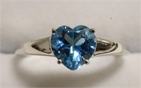 Sterling Silver Genuine Blue Topaz Heart Ring
