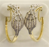 Ladies Large Diamond Cluster Earrings