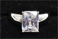 Sterling Silver 3.01 Ct  White Sapphire Ring