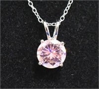 Sterling Silver Pink Sapphire Solitaire Necklace